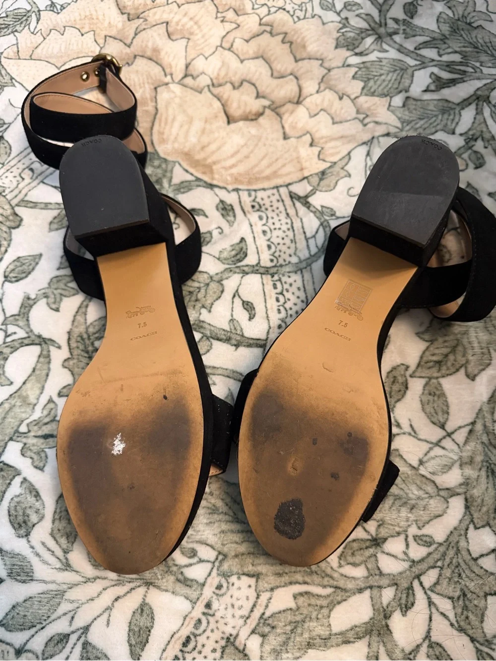 Coach Serena Sandal Black Suede Platform 7.5